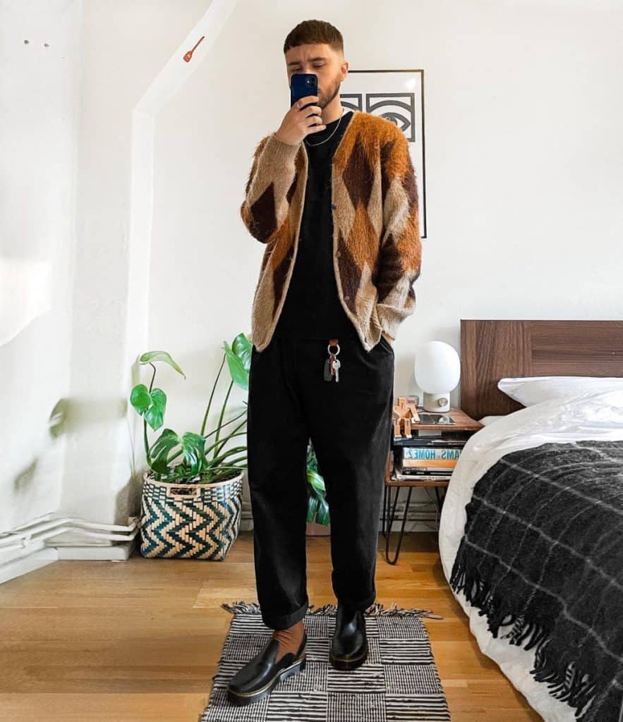 furry cardigan styling men